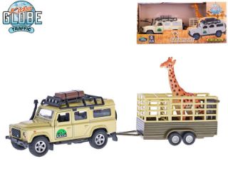 Obrázek z Auto Land Rover 14cm kov s přívěsem a žirafou 